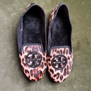 Tory Burch Leopard Print Billy Slippers, Size 9M, EUC/NWOB